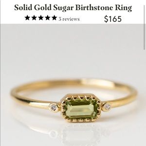Solid Gold Sugar Birthstone Ring w/ Peridot and White Sapphire